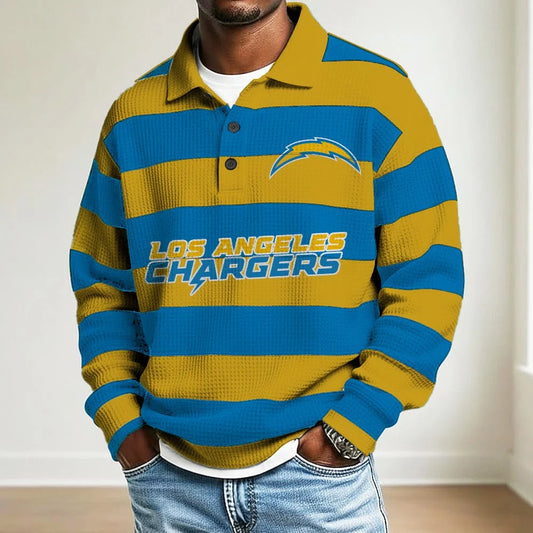 LIMITED EDITION - NEW CUSTOMIZED NFL09 LA CHARGERS MEN LONG SLEEVE POLO SHIRT
