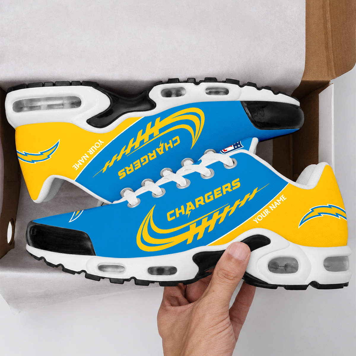 LIMITED EDITION - NEW CUSTOMIZED NFL09 LAC LOS ANGELES CHARGERS AIR MAX PLUS SNEAKERS