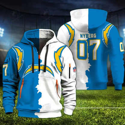 [SPECIAL OFFER] NEW CUSTOMIZED NFL09 LAC LOS ANGELES CHARGERS QUARTER ZIP HOODIE