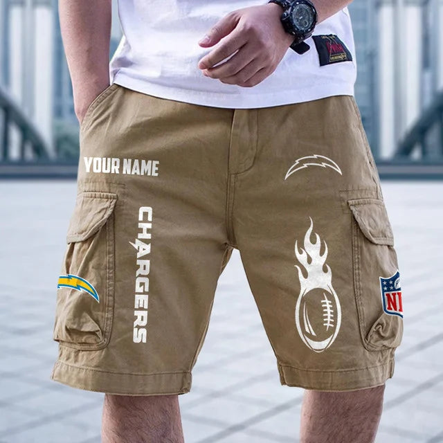 [SPECIAL OFFER] NEW CUSTOMIZED NFL09 LAC LOS ANGELES CHARGERS CARGO SHORTS
