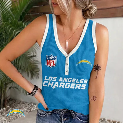[SPECIAL OFFER] NEW CUSTOMIZED NFL09 LAC LOS ANGELES CHARGERS WOMEN'S V-NECK TANK TOP