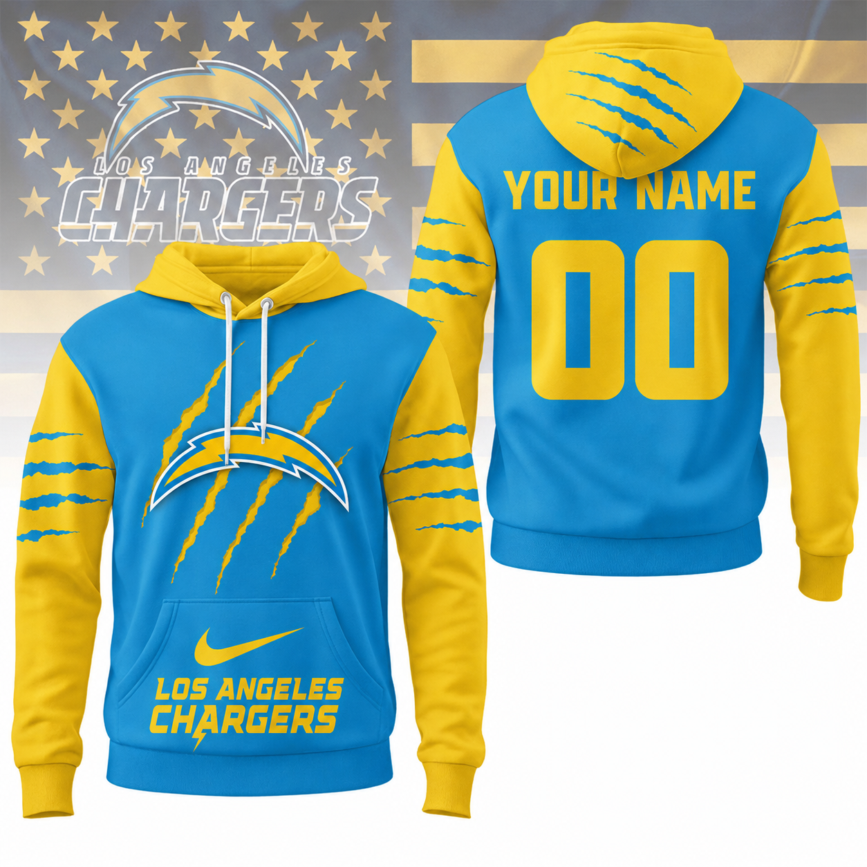 LIMITED EDITION - NEW CUSTOMIZED NFL09 LAC LOS ANGELES CHARGERS T-SHIRT, POLO SHIRT, ZIP POLO SHIRT, SWEATSHIRT, HOODIE & ZIP HOODIE