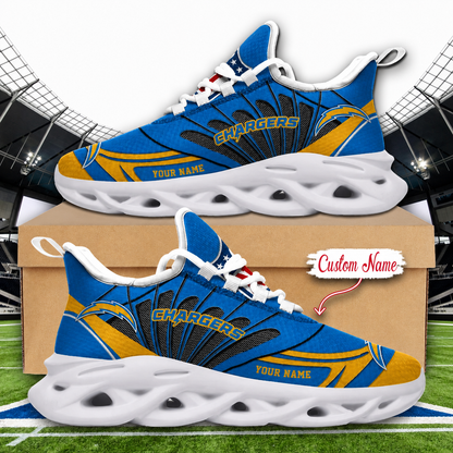 LIMITED EDITION - NEW CUSTOMIZED NFL09 LAC LOS ANGELES CHARGERS UNISEX CLUNKY SNEAKERS