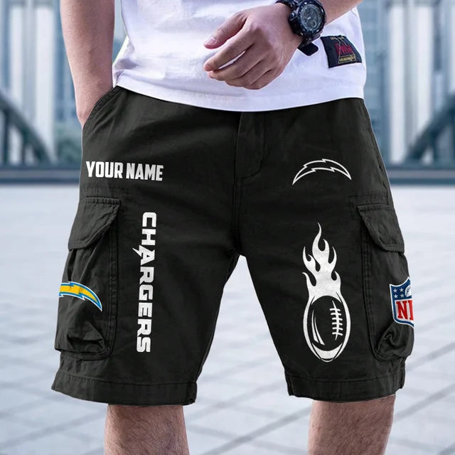 [SPECIAL OFFER] NEW CUSTOMIZED NFL09 LAC LOS ANGELES CHARGERS CARGO SHORTS