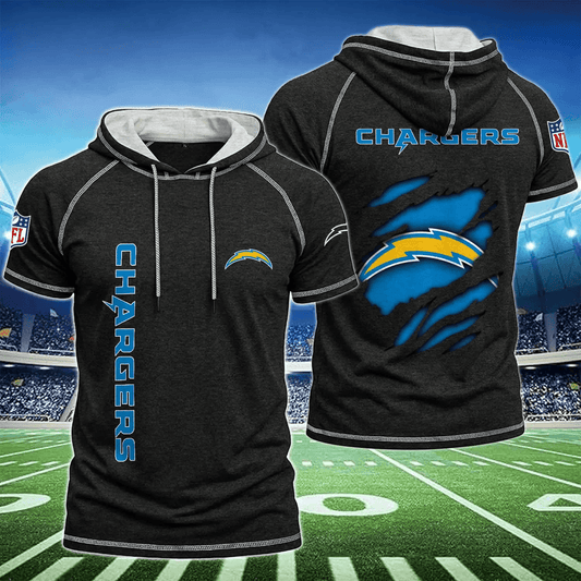 [SPECIAL OFFER] NEW CUSTOMIZED NFL09 LAC LOS ANGELES CHARGERS SHORT SLEEVE HOODIE