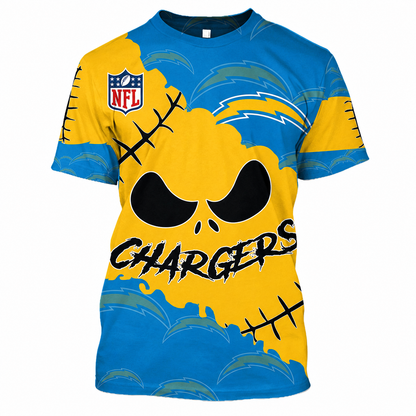 LIMITED EDITION - NEW CUSTOMIZED NFL09 LAC LOS ANGELES CHARGERS HALLOWEEN SKULL APPAREL FOR FANS