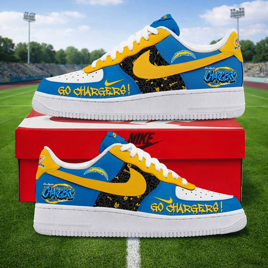 LIMITED EDITION - NEW CUSTOMIZED NFL09 LAC LOS ANGELES CHARGERS AF1 SNEAKERS