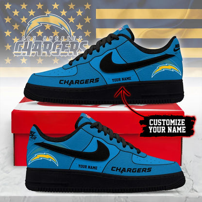 LIMITED EDITION - NEW CUSTOMIZED NFL09 LAC LA CHARGERS AF1 SNEAKERS