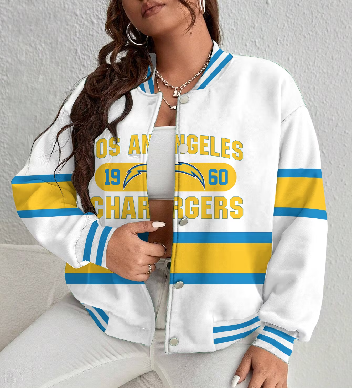 LIMITED EDITION - NEW CUSTOMIZED NFL09 LAC LOS ANGELES CHARGERS SATIN VARSITY & BASEBALL JACKET