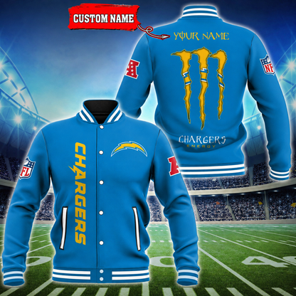 LIMITED EDITION - NEW CUSTOMIZED NFL09 LAC LOS ANGELES CHARGERS SATIN VARSITY & BASEBALL JACKET