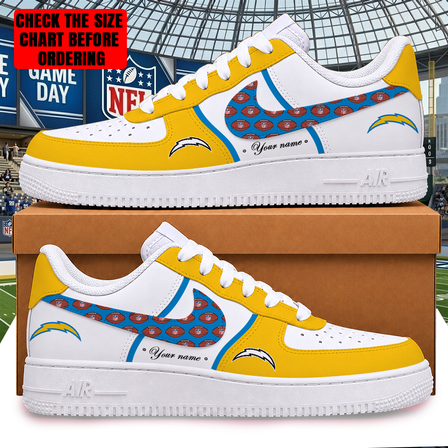 LIMITED EDITION - NEW CUSTOMIZED NFL09 LAC LOS ANGELES CHARGERS AF1 SHOES