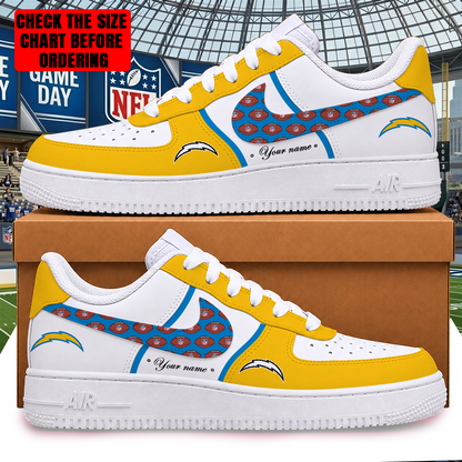 LIMITED EDITION - NEW CUSTOMIZED NFL09 LAC LOS ANGELES CHARGERS AF1 SHOES