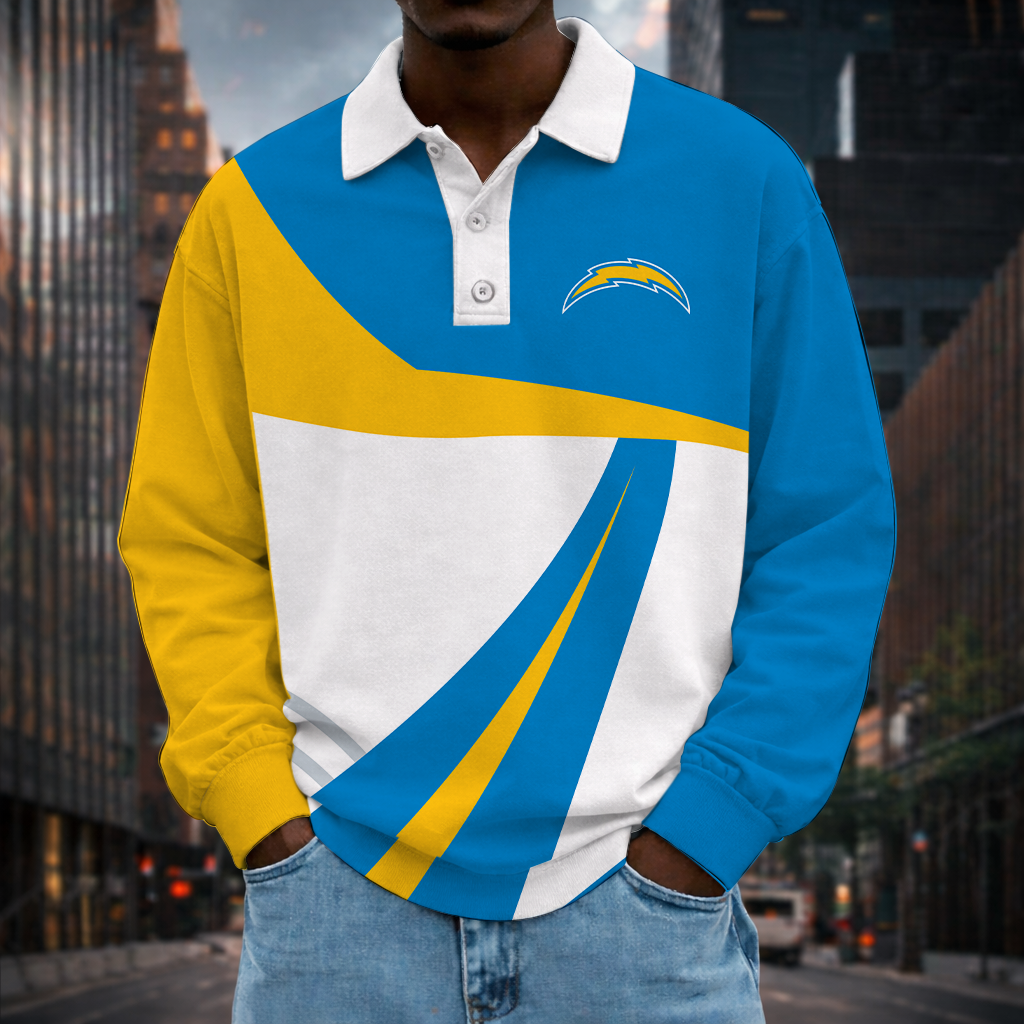 [SPECIAL OFFER] NEW CUSTOMIZED NFL09 LAC LOS ANGELES CHARGERS LONG SLEEVE POLO SHIRT