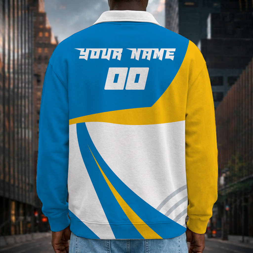 [SPECIAL OFFER] NEW CUSTOMIZED NFL09 LAC LOS ANGELES CHARGERS LONG SLEEVE POLO SHIRT
