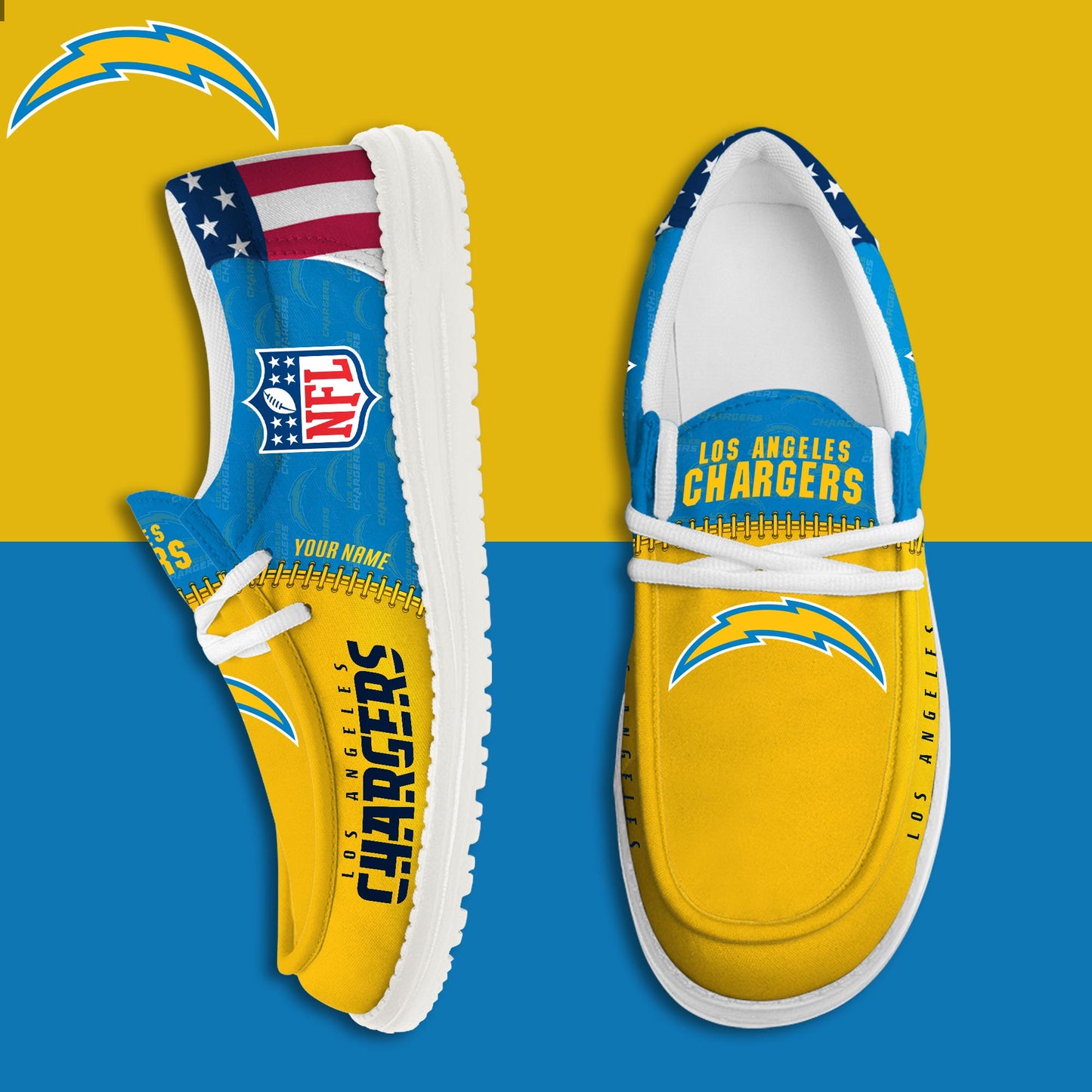 LIMITED EDITION - NEW CUSTOMIZED NFL09 LAC LOS ANGELES CHARGERS LOAFER SHOES