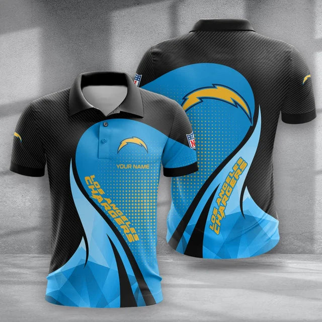 LIMITED EDITION - NEW CUSTOMIZED NFL09 LAC LOS ANGELES CHARGERS POLO, T-SHIRT & SHORT PANTS SET