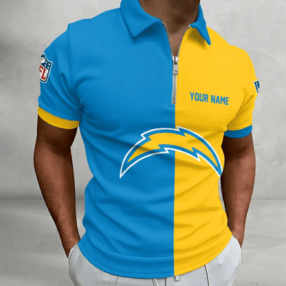 [SPECIAL OFFER] NEW CUSTOMIZED NFL09 LAC LOS ANGELES CHARGERS ZIP POLO SHIRT