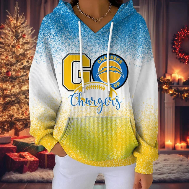 LIMITED EDITION - NEW CUSTOMIZED NFL09 LAC LOS ANGELES CHARGERS RIBBED HOODIE & SWEATSHIRT