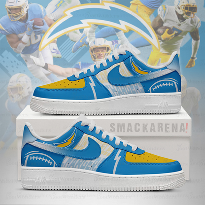 LIMITED EDITION - NEW CUSTOMIZED NFL09 LAC LA CHARGERS AF1 SNEAKERS