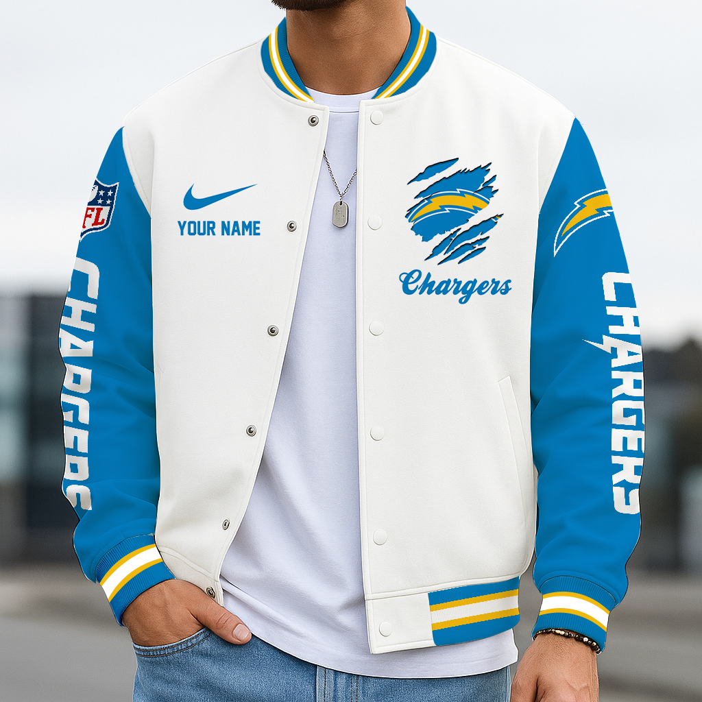 LIMITED EDITION - NEW CUSTOMIZED NFL09 LAC LOS ANGELES CHARGERS BASEBALL JACKET