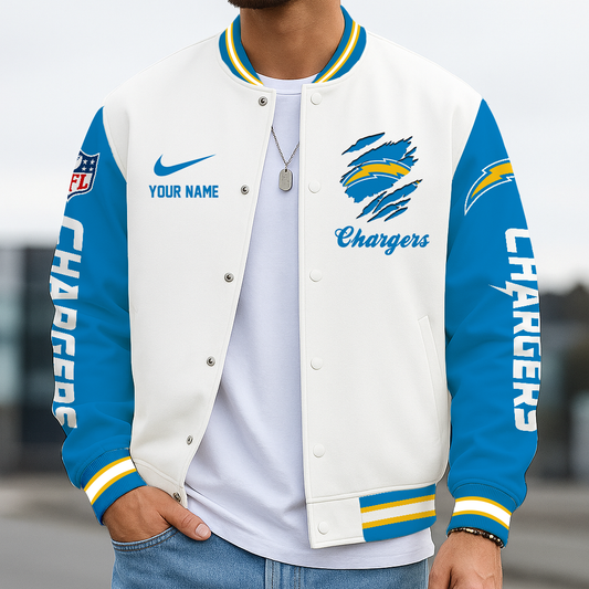 LIMITED EDITION - NEW CUSTOMIZED NFL09 LAC LOS ANGELES CHARGERS BASEBALL JACKET