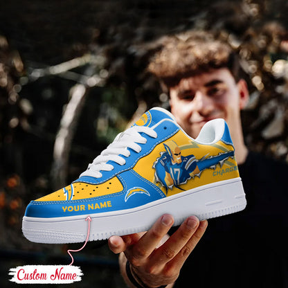 LIMITED EDITION - NEW CUSTOMIZED NFL09 LAC LOS ANGELES CHARGERS AF1 SNEAKERS