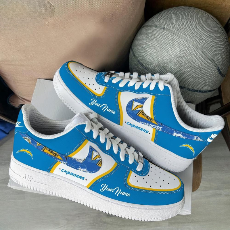 LIMITED EDITION - NEW CUSTOMIZED NFL09 LAC LOS ANGELES CHARGERS AF1 SNEAKERS