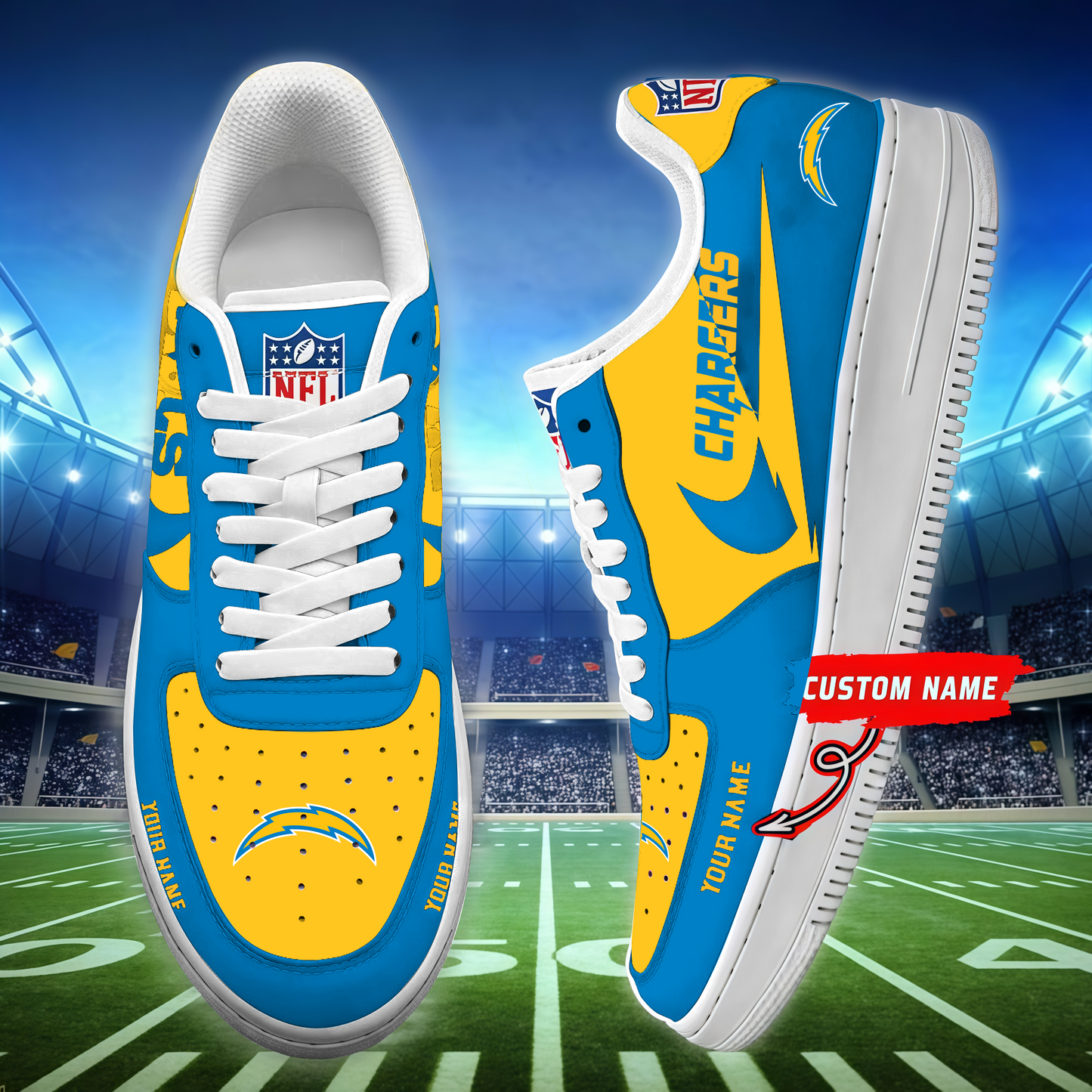 [SPECIAL OFFER] NEW CUSTOMIZED NFL09 LAC LOS ANGELES CHARGERS AF1 SNEAKERS