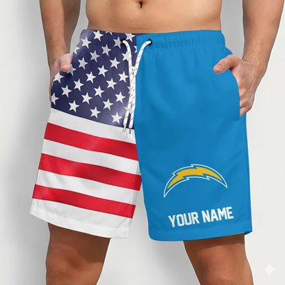 LIMITED EDITION - NEW CUSTOMIZED NFL09 LAC LOS ANGELES CHARGERS SHORT PANTS