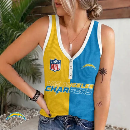 [SPECIAL OFFER] NEW CUSTOMIZED NFL09 LAC LOS ANGELES CHARGERS WOMEN'S V-NECK TANK TOP