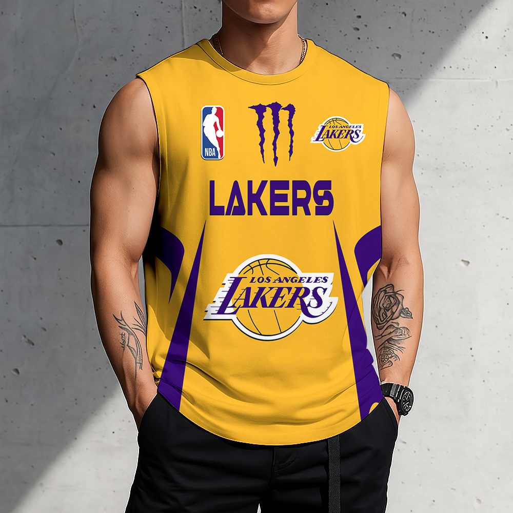 LIMITED EDITION - NEW CUSTOMIZED NBA09 LLA LOS ANGELES LAKERS MEN'S GYM SHIRT