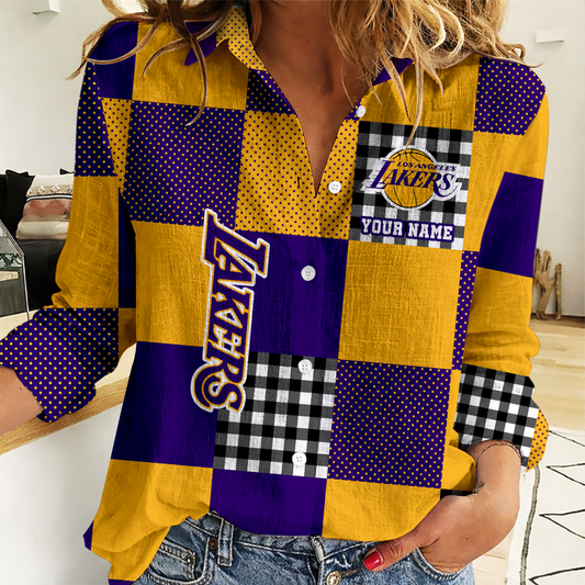 LIMITED EDITION - NEW CUSTOMIZED NBA09 LLA LOS ANGELES LAKERS WOMEN CASUAL SHIRT FOR FAN