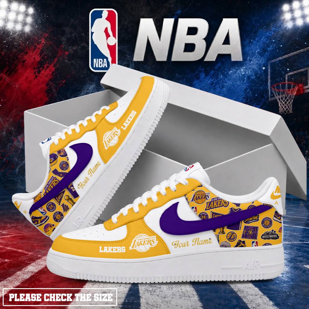 LIMITED EDITION - NEW CUSTOMIZED NBA09 LLA LOS ANGELES LAKERS AF1 SHOES