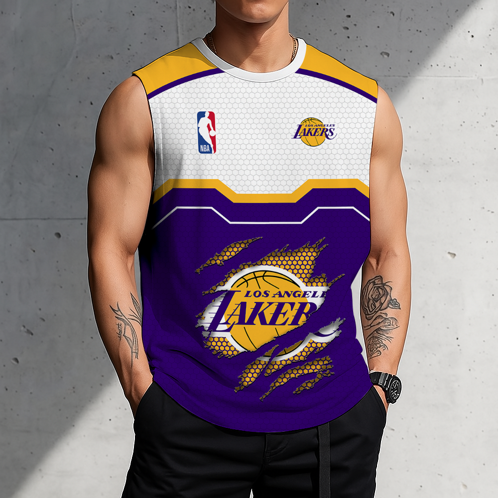 LIMITED EDITION - NEW CUSTOMIZED NBA09 LLA LOS ANGELES LAKERS MEN'S TANK TOP