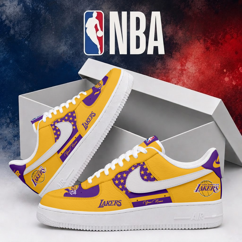LIMITED EDITION - NEW CUSTOMIZED NBA09 LLA LOS ANGELES LAKERS AF1 SHOES