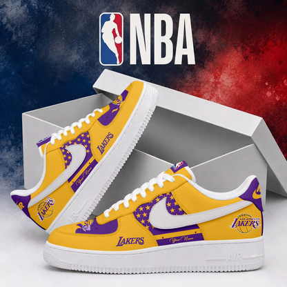 LIMITED EDITION - NEW CUSTOMIZED NBA09 LLA LOS ANGELES LAKERS AF1 SHOES