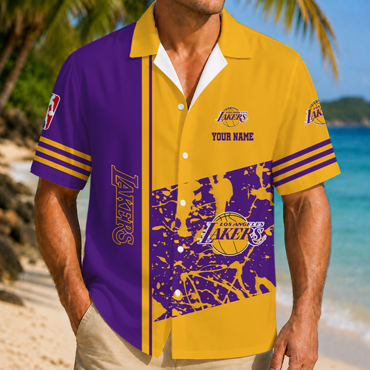 LIMITED EDITION - NEW CUSTOMIZED NBA09 LLA LOS ANGELES LAKERS UNISEX HAWAIIAN SHIRT