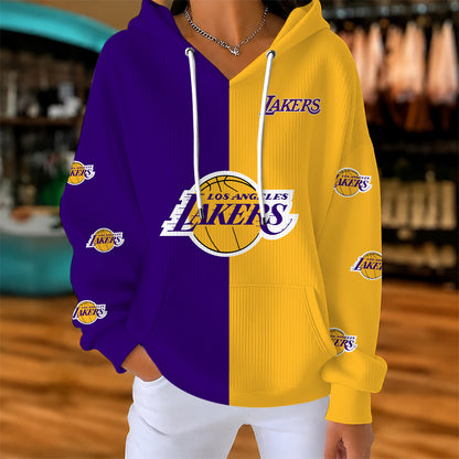 [HOT DEAL] NEW CUSTOMIZED NBA09 LLA LOS ANGELES LAKERS  RIBBED HOODIE & SWEATSHIRT