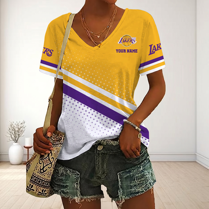 LIMITED EDITION - NEW CUSTOMIZED NBA09 LLA LOS ANGELES LAKERS V-NECK FEMALE SHIRT