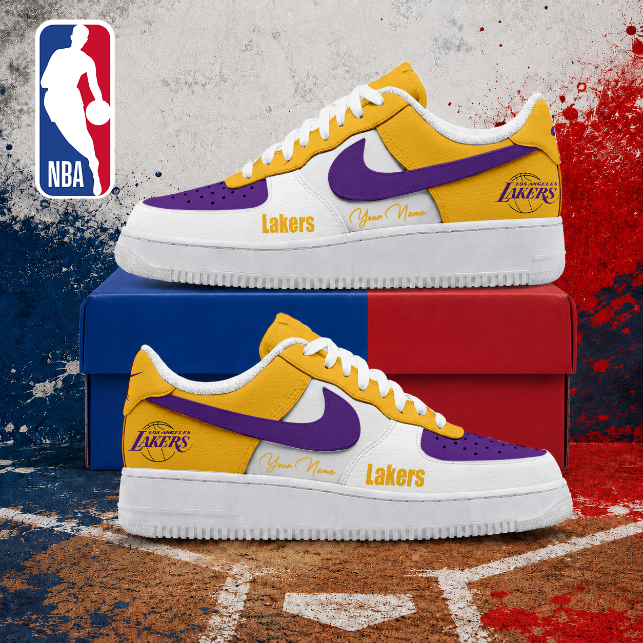 MEGA SALE - NEW CUSTOMIZED NBA09 LLA LOS ANGELES LAKERS AF1 SNEAKERS