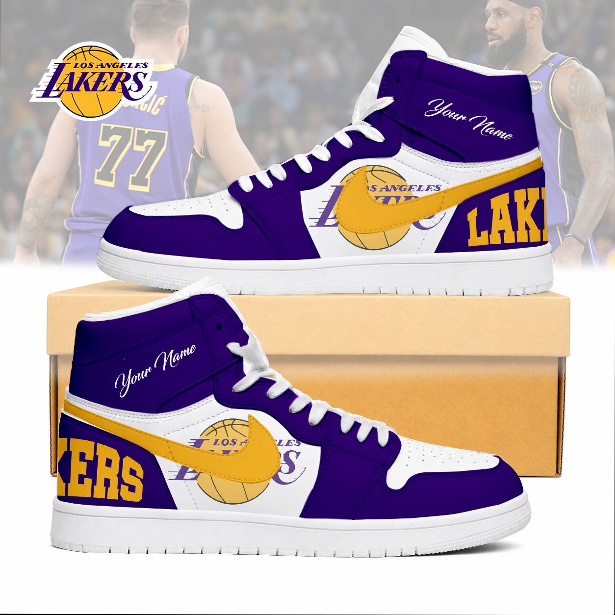 LIMITED EDITION - NEW CUSTOMIZED NBA09 LLA LOS ANGELES LAKERS AIR JORDAN SNEAKERS