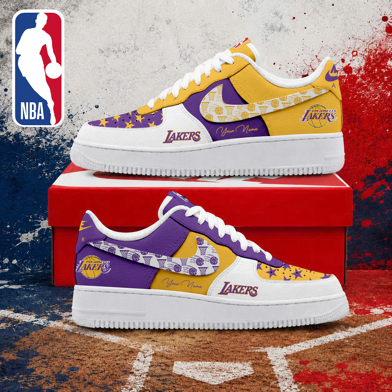 LIMITED EDITION - NEW CUSTOMIZED NBA09 LLA LOS ANGELES LAKERS AF1 SNEAKERS