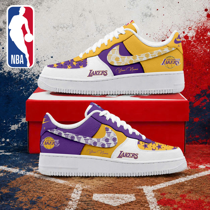 LIMITED EDITION - NEW CUSTOMIZED NBA09 LLA LOS ANGELES LAKERS AF1 SNEAKERS