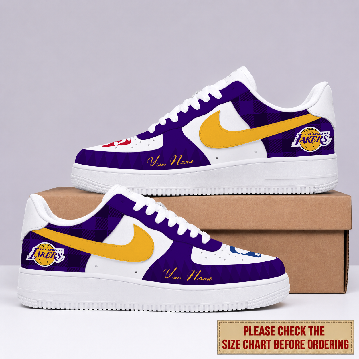 EXCLUSIVE EDITION - NEW CUSTOMIZED NBA09 LLA LOS ANGELES LAKERS AF1 SNEAKERS