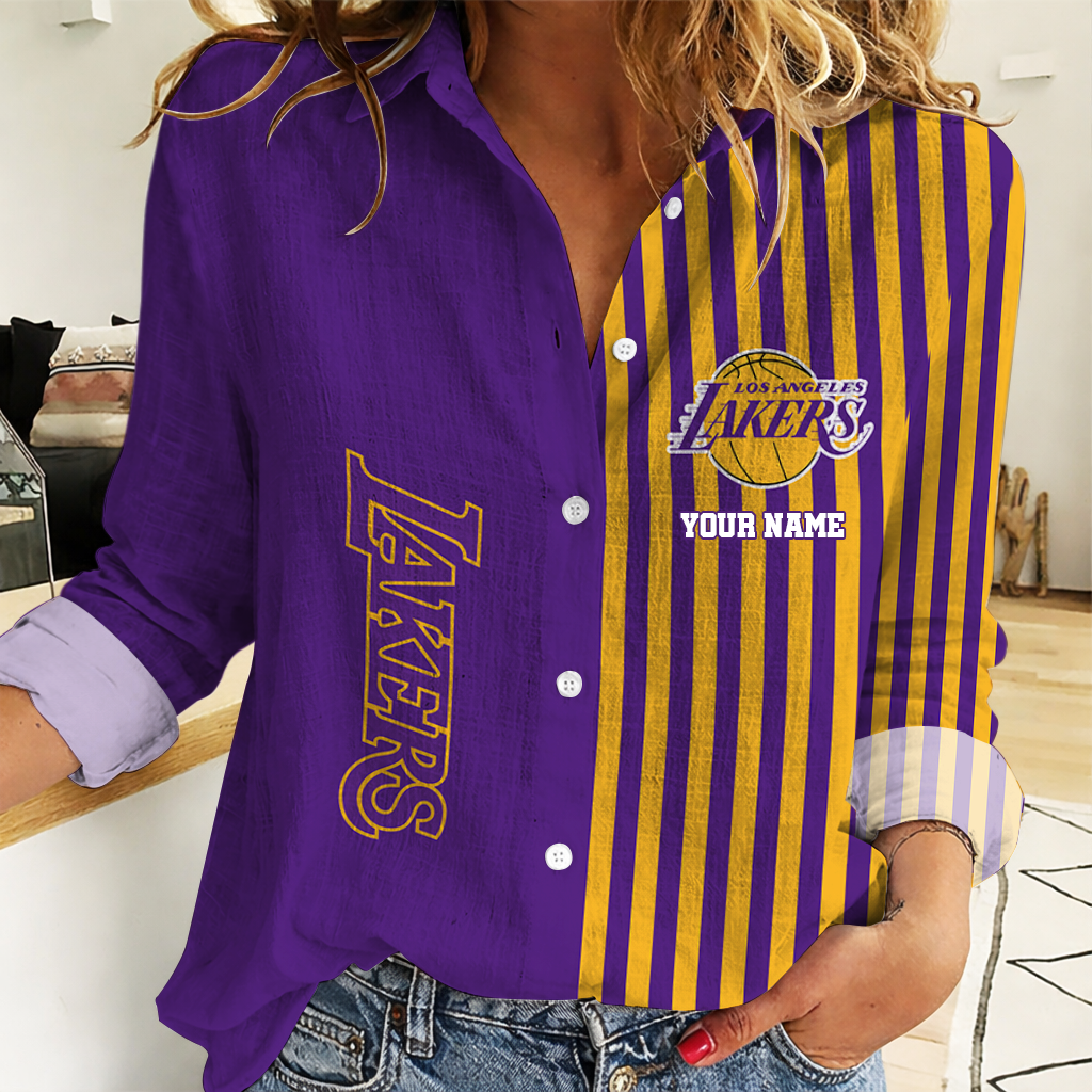 LIMITED EDITION - NEW CUSTOMIZED NBA09 LLA LOS ANGELES LAKERS WOMEN CASUAL SHIRT