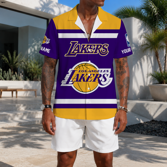 EXCLUSIVE EDITION - NEW CUSTOMIZED NBA09 LLA LOS ANGELES LAKERS UNISEX HAWAIIAN SHIRT