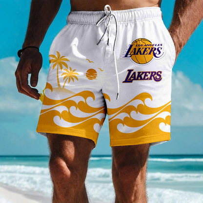 LIMITED EDITION - NEW CUSTOMIZED NBA09 LLA LOS ANGELES LAKERS SHORT PANTS
