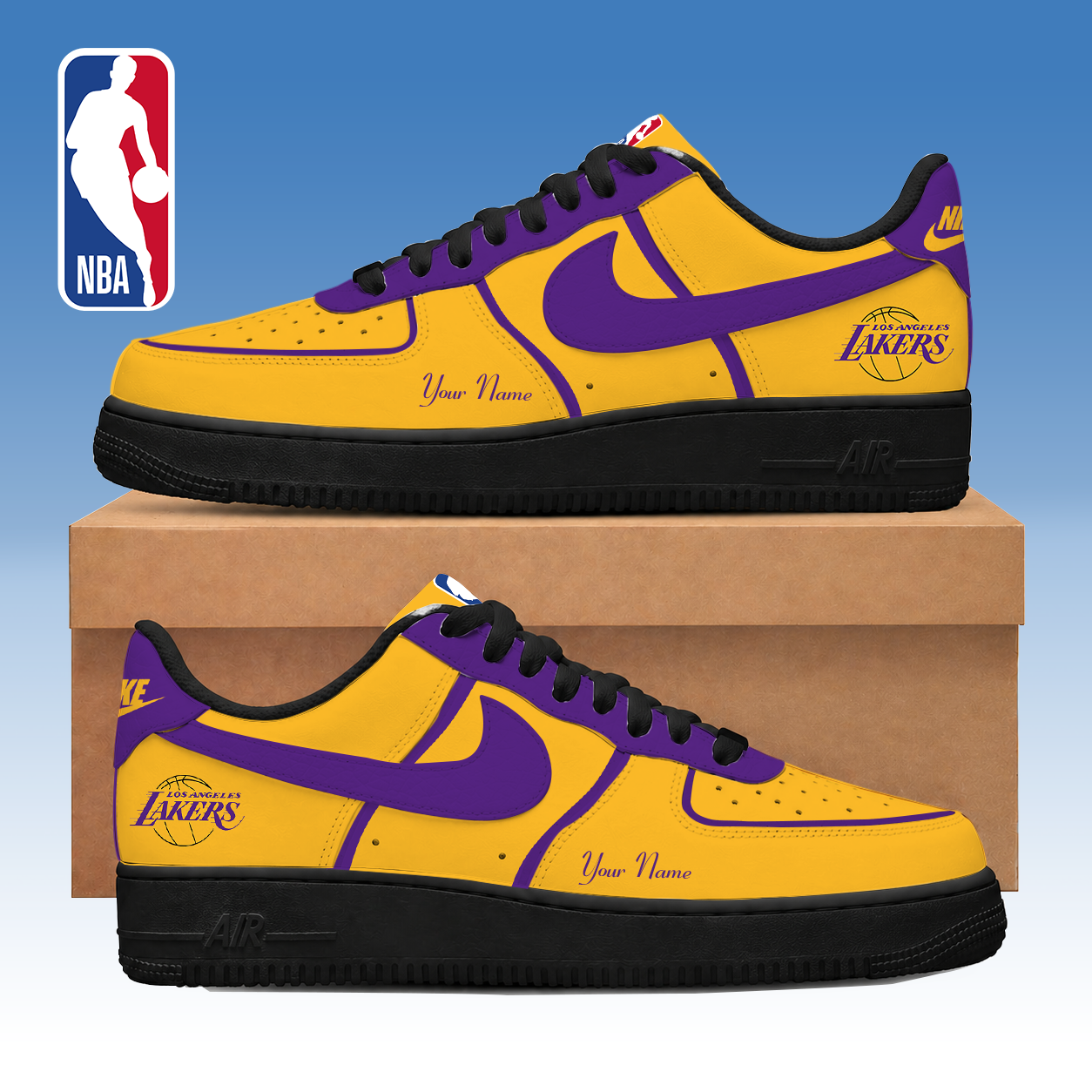 LIMITED EDITION - NEW CUSTOMIZED NBA09 LLA LOS ANGELES LAKERS AF1 SNEAKERS