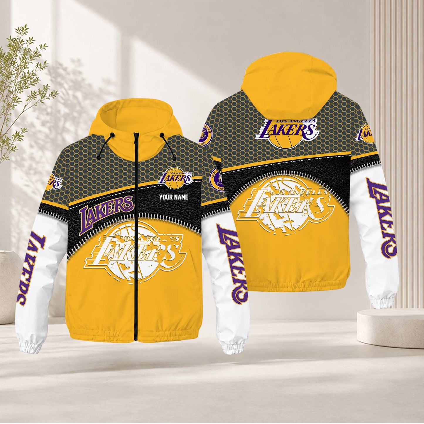 LIMITED EDITION - NEW CUSTOMIZED NBA09 LLA LOS ANGELES LAKERS WINDBREAKER JACKET