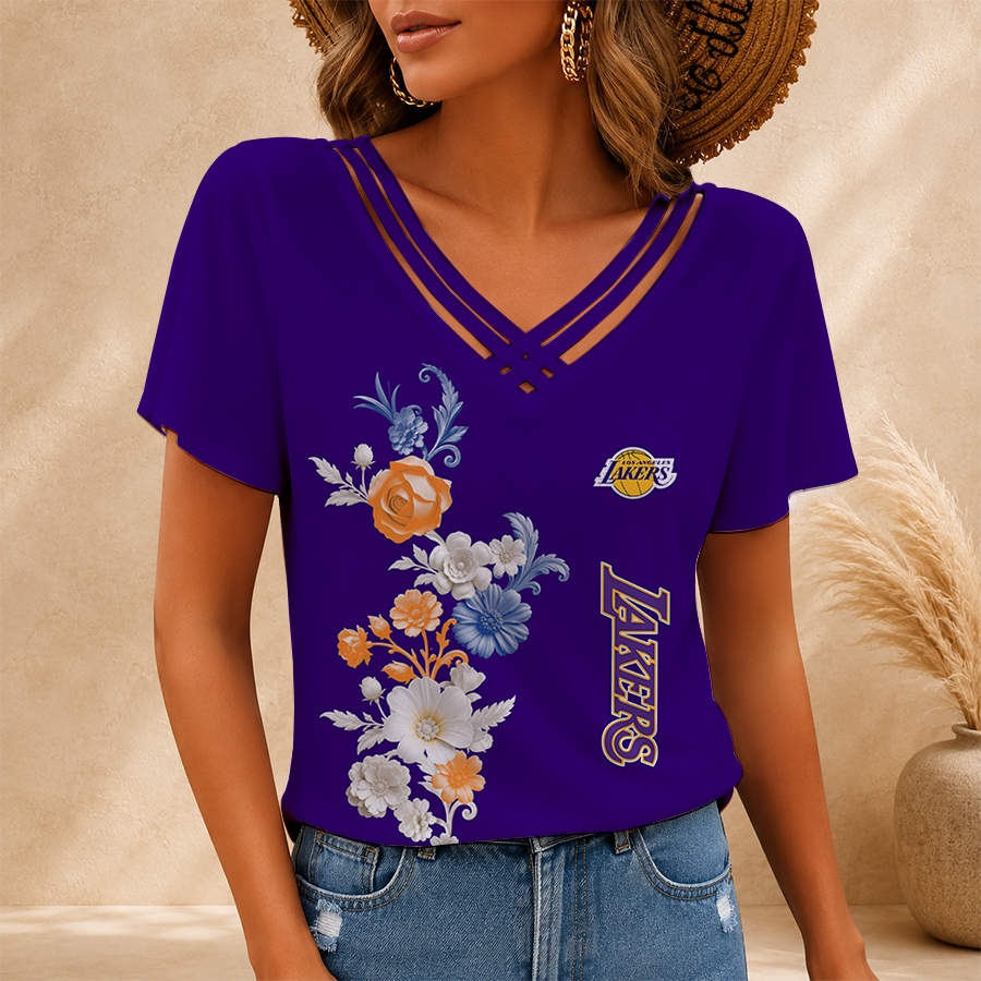 [HOT DEAL] NEW CUSTOMIZED NBA09 LLA LOS ANGELES LAKERS V-NECK SHIRT